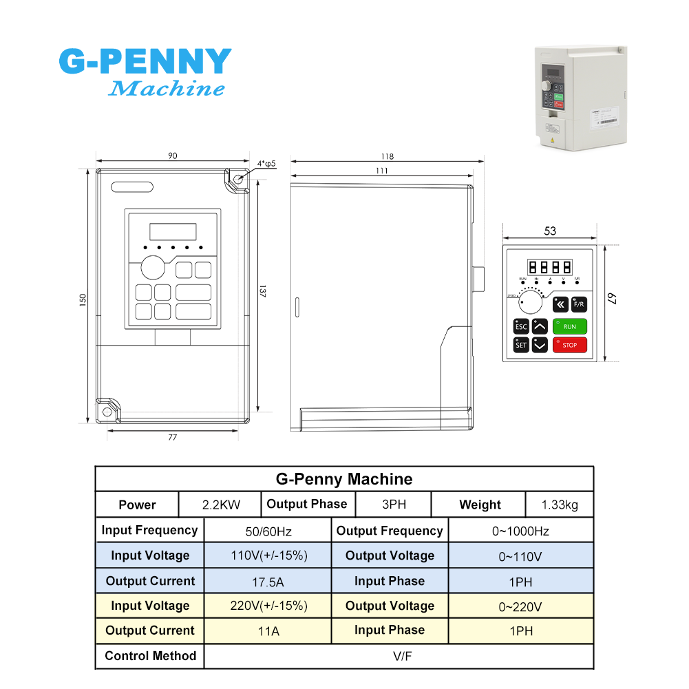G-Penny 2.2KW ER20 Bullet Wate - 2.2Kw Water Cooled Spindle Kit Vfd recension och pris