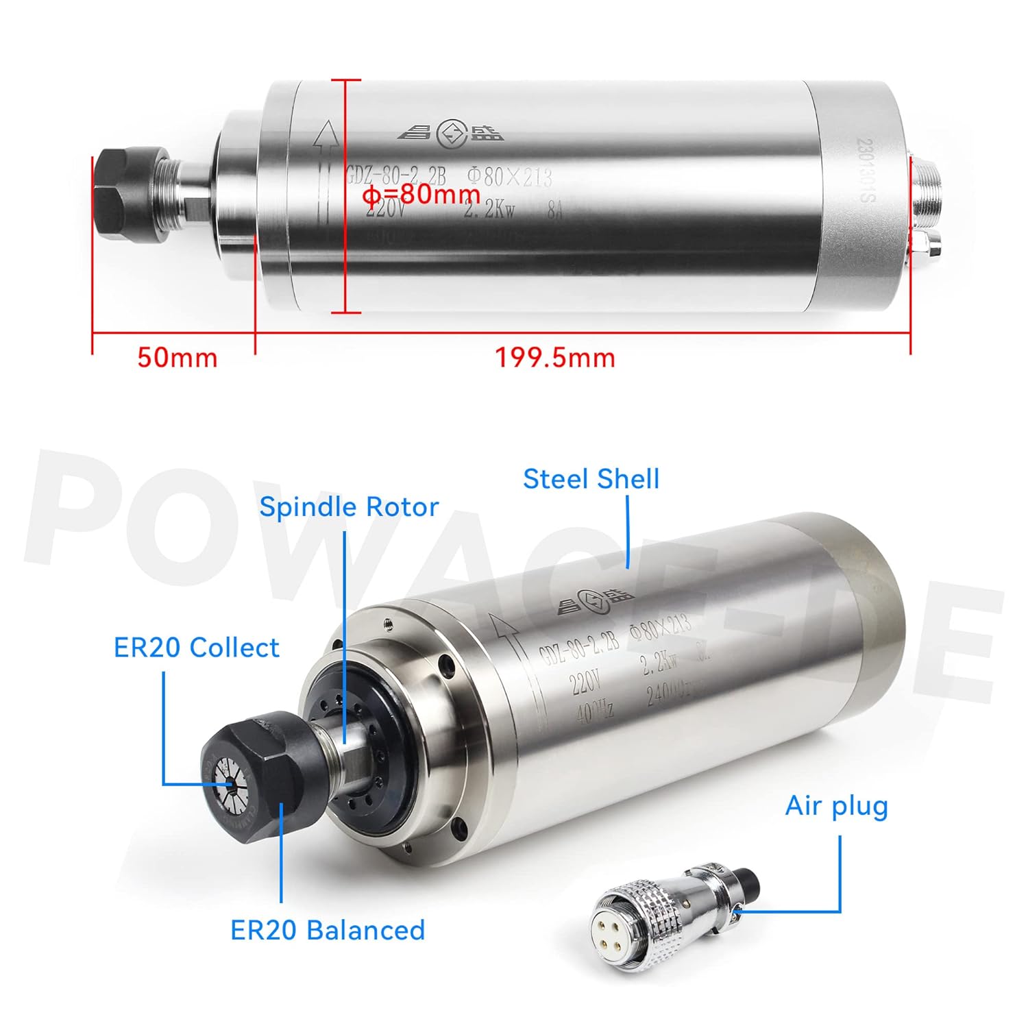 2.2KW 110V or 220V 8A GDZ-80-2 - 2.2Kw Water Cooled Spindle Kit Vfd recension och pris