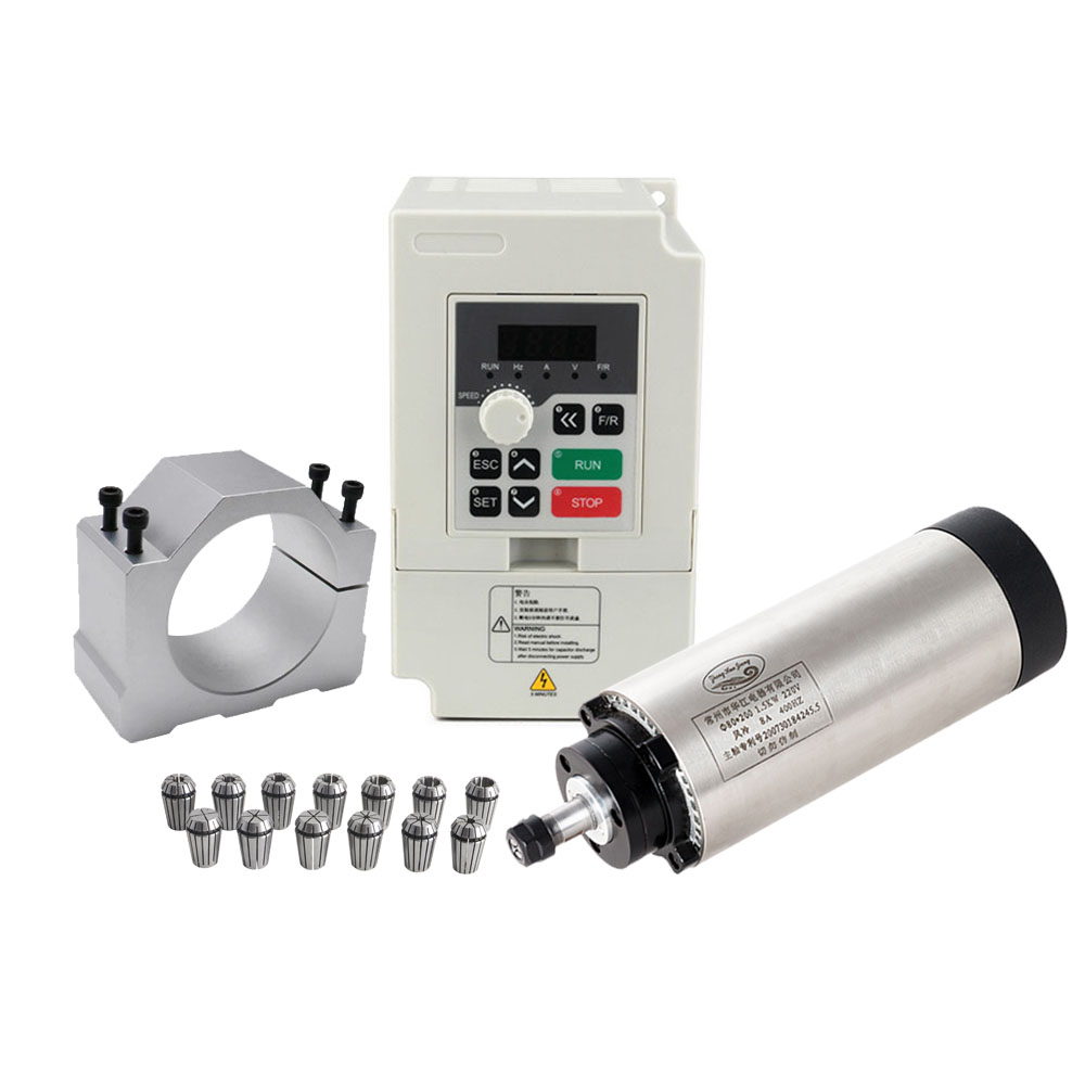 CNC Spindle Motor Kit 80MM 1.5 - Air Cooled 1.5Kw Spindle Motor Inverter 110V recension och pris