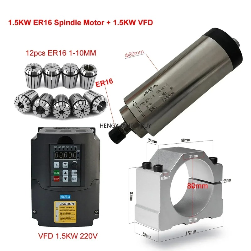 Air Cooled 800W 1500W 2200W Sp - Er20 Collet Chuck Spindle Motor 220V recension och pris